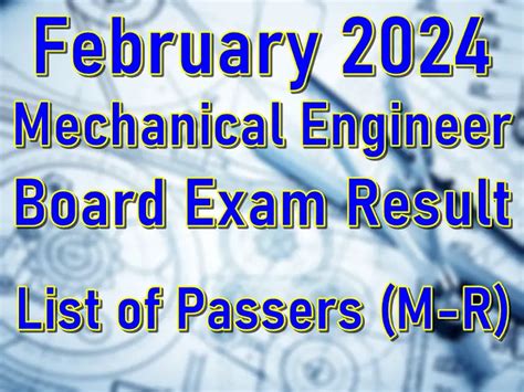 FULL RESULTS: February 2024 Mechanical Engineering Board .
